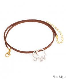 Choker cu pandantiv elefant auriu-roz, cu cristale