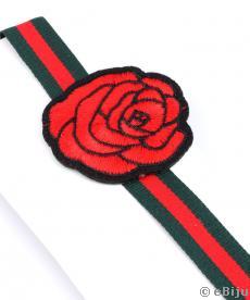 Choker din material textil cu trandafir rosu