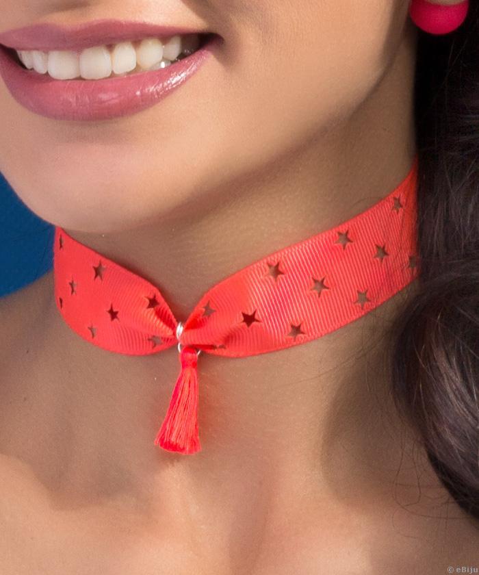 Choker fucsia cu ciucur