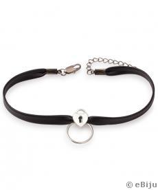 Choker negru cu inimioară-lacăt