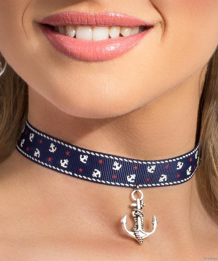 Choker panglică marinărească cu ancoră 