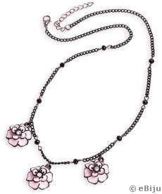 Colier cu flori metalice "Pink Flowers"