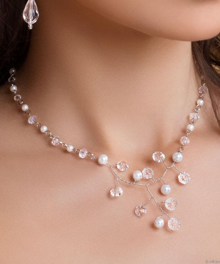 Colier de mirese în formă de ramură, perle de sticlă