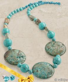 Colier din piatra turcoaz si howlite albastru