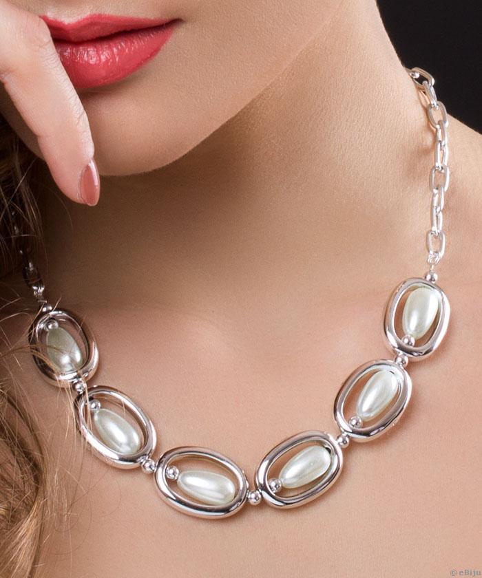 Colier elemente ovale cu perle