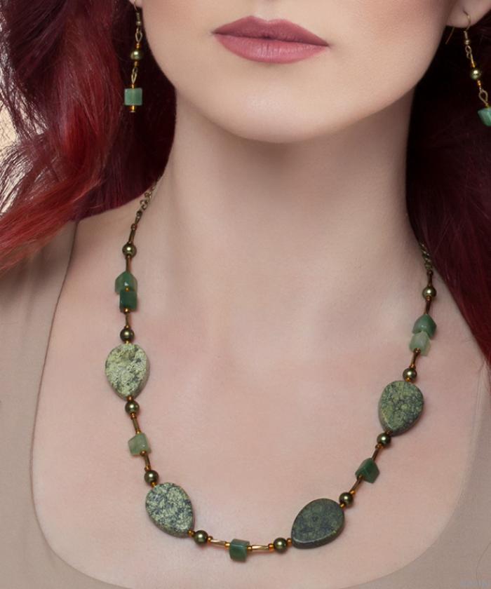 Colier Green Jasper