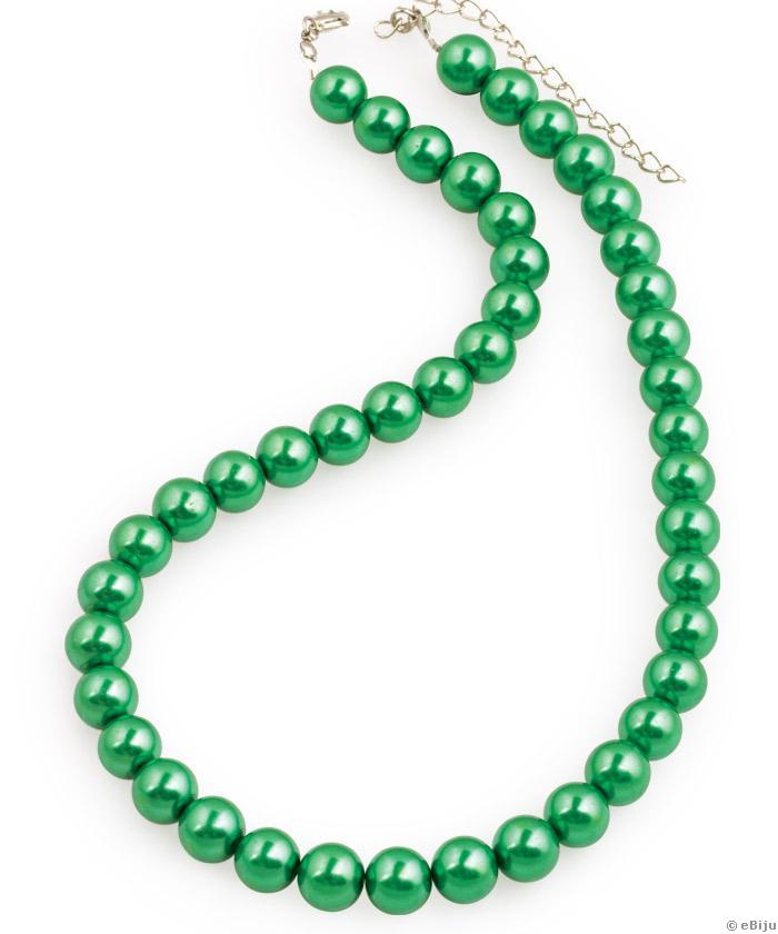 Colier perle de sticlă verde trifoi
