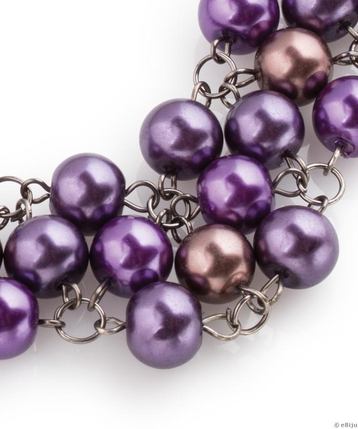 Colier "Purple Statement" din perle de sticlă mov