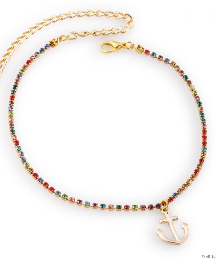 Colier tip choker cu cristale multicolore