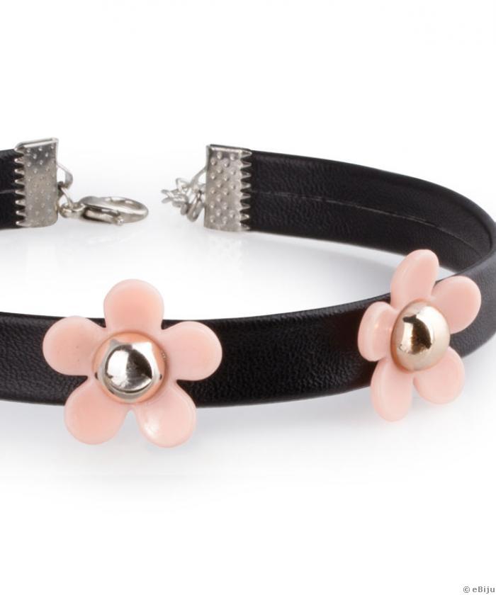 Colier tip choker cu flori roz