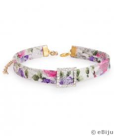 Colier tip choker cu imprimeu floral