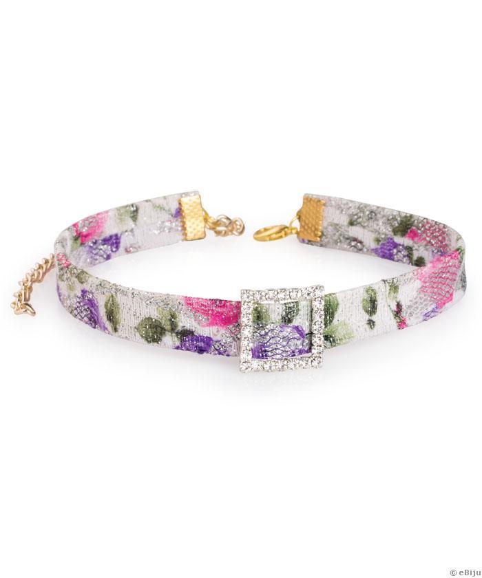 Colier tip choker cu imprimeu floral