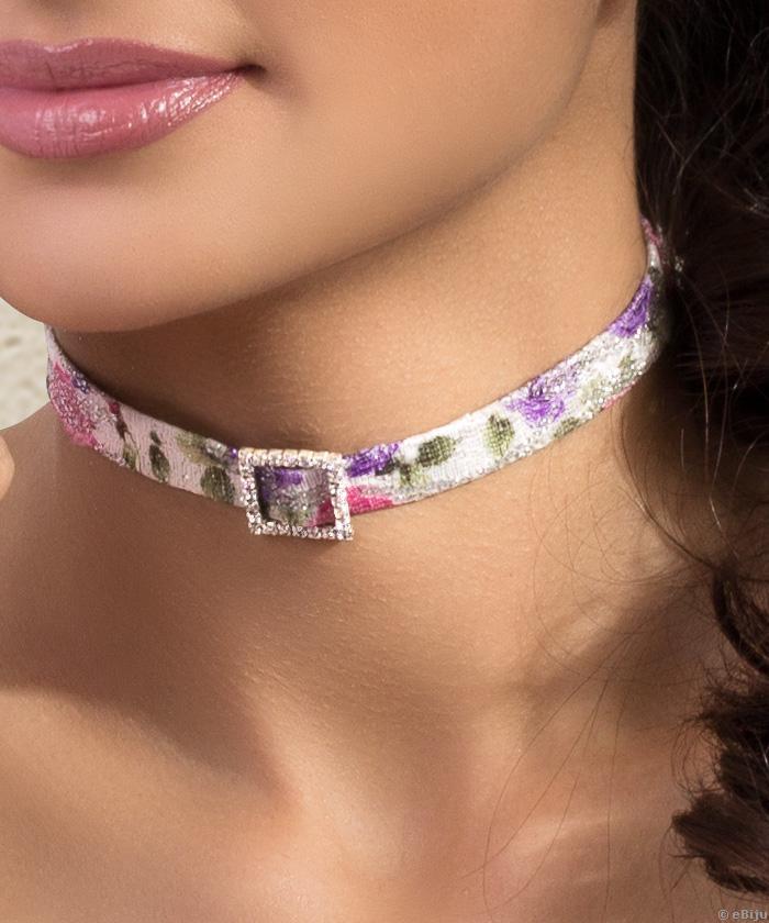 Colier tip choker cu imprimeu floral