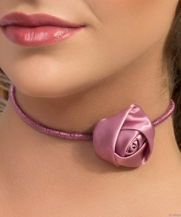 Colier tip choker cu trandafir bordo