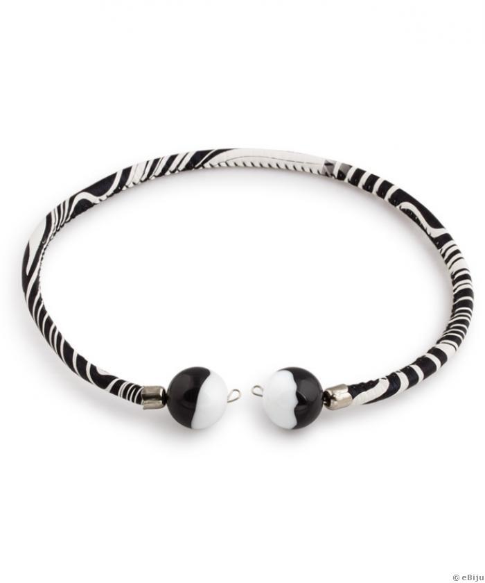 Colier tip choker din imitatie piele alb-negru