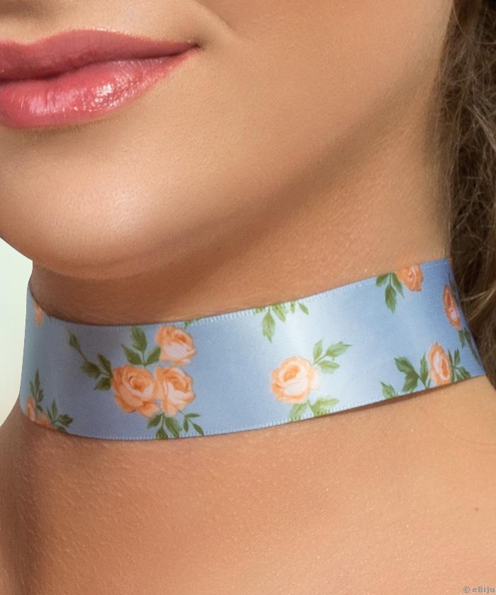 Colier tip choker imprimeu de trandafiri