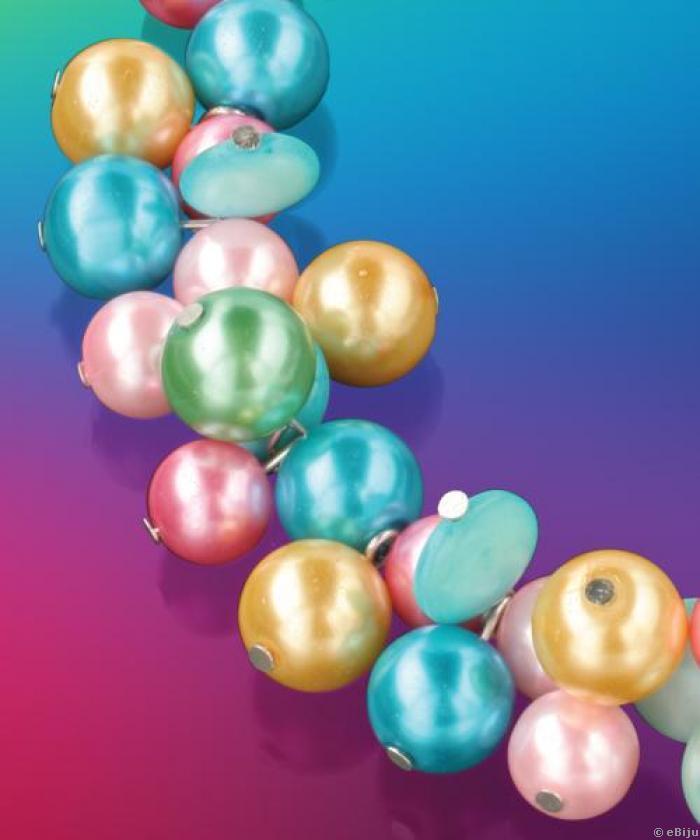 Colier vara multicolora din perle de sticla si sidef, ciorchin