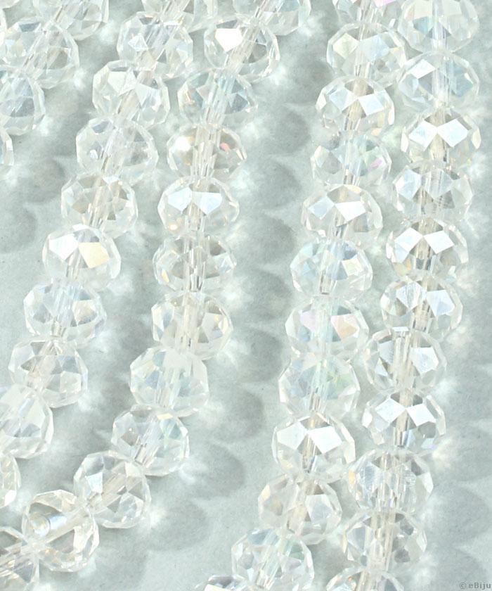 Cristale rondelle, transparent AB, 0.6x0.8 cm