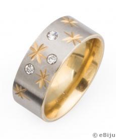 Csillagos és kristályos rozsdamentes acél gyűrű