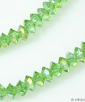 Csiszolt bikónikus kristály gyöngyök, zöld 0.5x0.8 cm