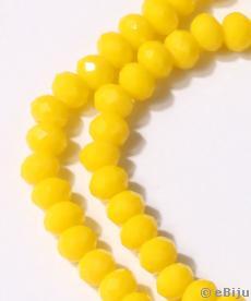 Csiszolt rondelle kristály gyöngyök, matt sárga, 0.4 cm