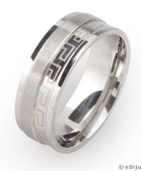 Ezüstszínű görög mintás gyűrű, uniszex