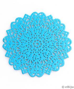 Figurină metalică, tip pandantiv, fulg de nea, albastru, 3.6 cm