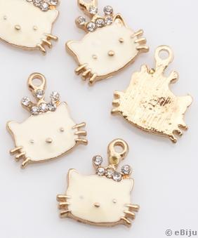 Hello Kitty medál, aranyszínű fém, 1.6 x 1.4 cm