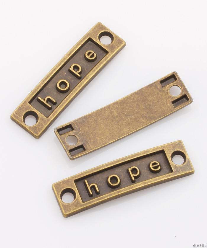 Hope köztes medál, bronzszínű fém, 3.5 x 1 cm