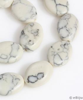 Howlite, oval, alb, 2.1 x 1.5 cm