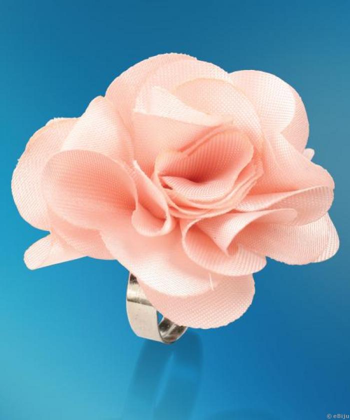 Inel floare roz din material textil
