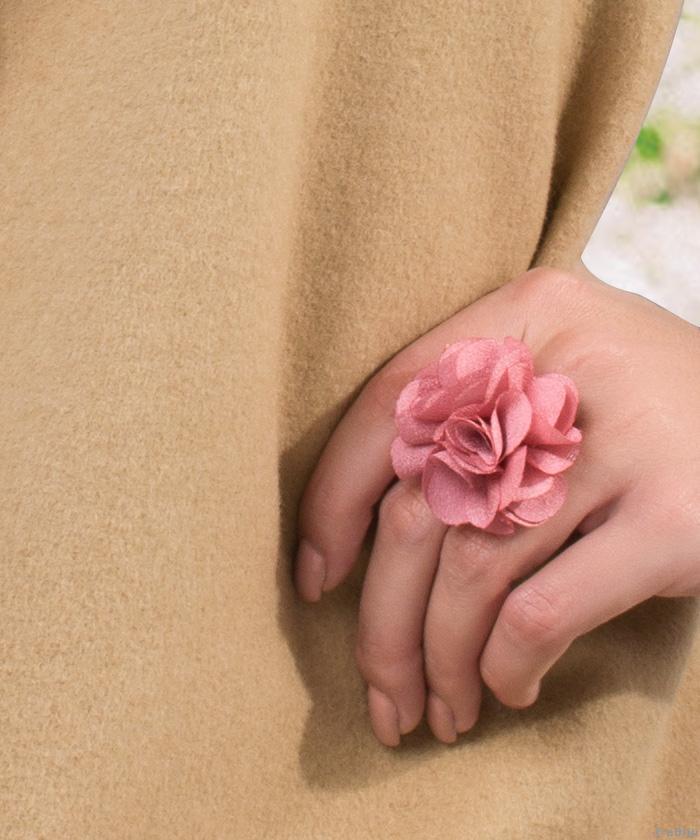 Inel floare roz-pal, material textil