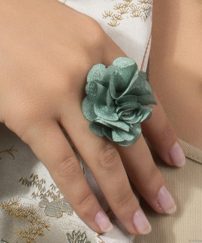 Inel floare verde din material textil