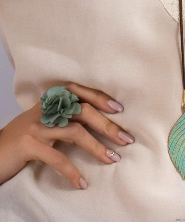 Inel floare verde din material textil