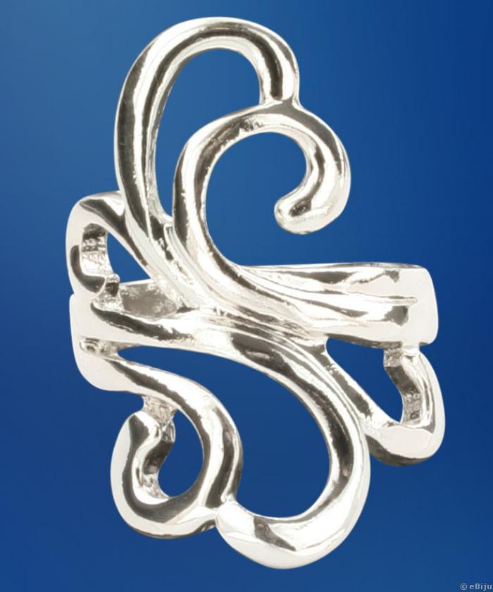 Inel frunze abstracte, metal argintiu (16 mm)