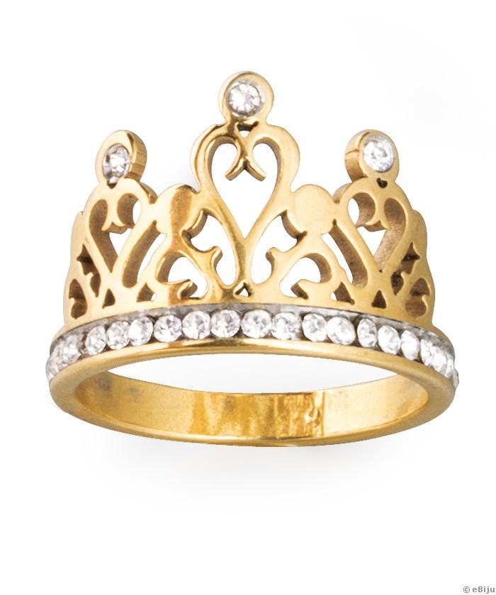 Inel inox auriu coroană regală
