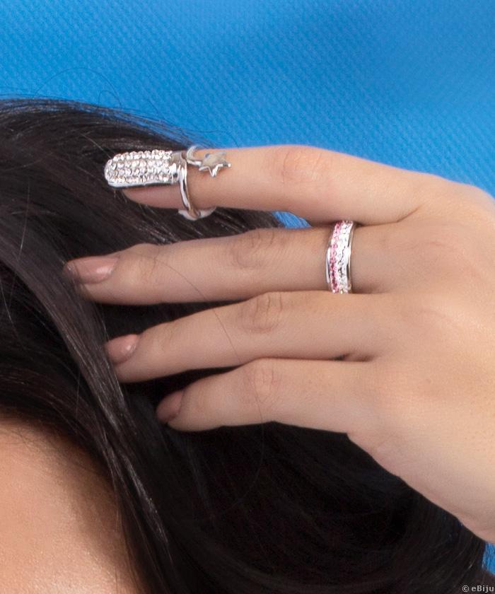 Inel pentru unghie cu cristale şi steluţă, 14mm
