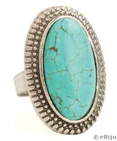 Inel piatra howlite turcoaz, oval