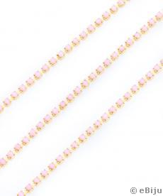 Lanţ bijuterii cu cristale roz, auriu, 0.3 cm