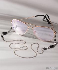 Lanţ de ochelari din cristale, cu lanţ gunmetal