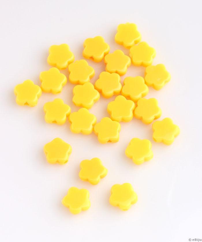 Mărgea acrilică, floare, galben, 1 cm