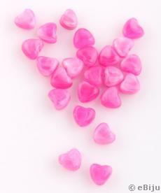 Mărgea acrilică, inimoară roz, 0.7 cm