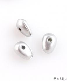 Mărgea acrilică, oval asimetric, argintiu sidefat, 0.7 x 0.5 cm