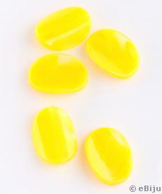 Mărgea acrilică, oval, galben,  2.1 x 3 cm