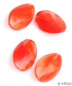 Mărgea acrilică, oval, roşu, 2.5 x 3.6 cm