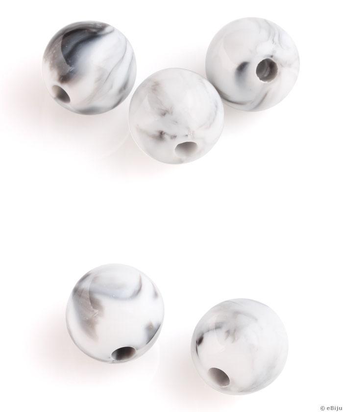 Mărgea acrilică, sferică, alb-gri, 1.6 cm