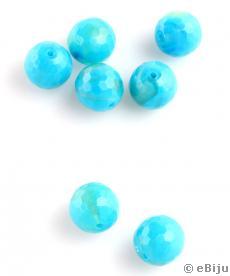 Mărgea acrilică, sferică, faţetată, albastru deschis, 1.4 cm