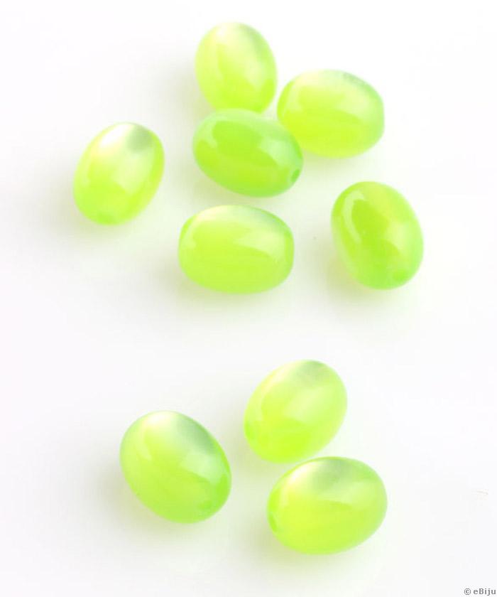 Mărgea din răşină, oval, verde, 1 x 1.3 cm