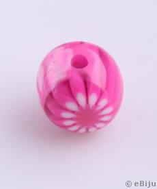 Mărgea din răşină, roz, imitaţie millefiori, 1.7 cm