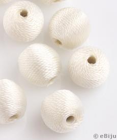 Mărgea textilă, sferică,, aţă, albă, 1.5 cm